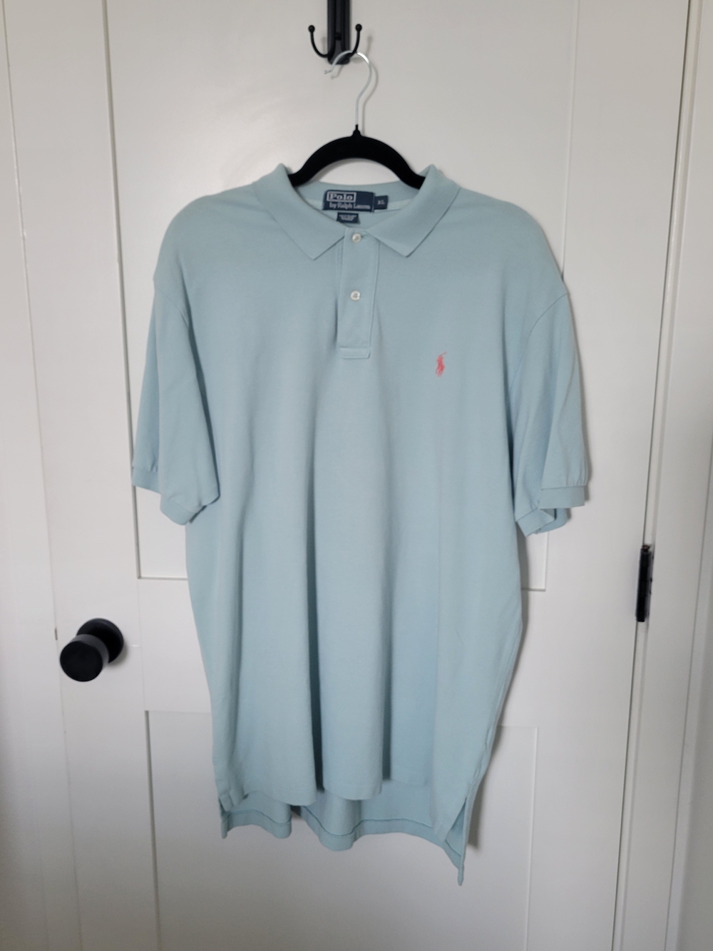 Ralph Lauren Men’s Pastel Blue Polo with Pink Pony